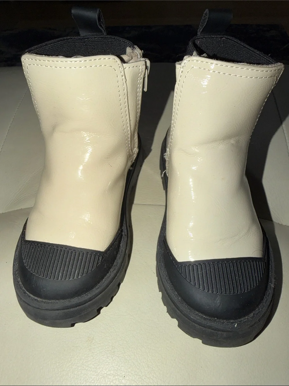 Zara Cream and Black Chunky Chelsea Booties